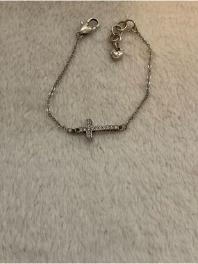 Brighton Silver-Tone Cross Bracelet with Clear Stones